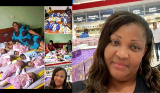 Douala based Nigerian Lady who gave birth to 9 babies, travels abroad for vacation